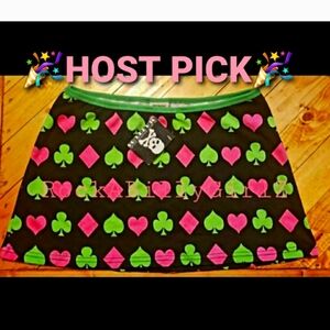 Sourpuss RARE 2002 Neon Pink Green Poker Hearts Spade Diamond Clover Micro Skirt
